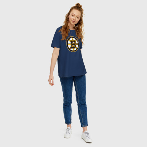 Женская футболка хлопок Oversize с принтом Boston Bruins, вид сбоку #3