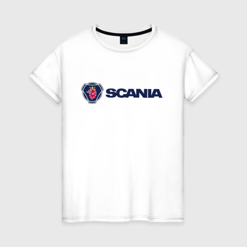 Женская футболка хлопок с принтом SCANIA, вид спереди #2