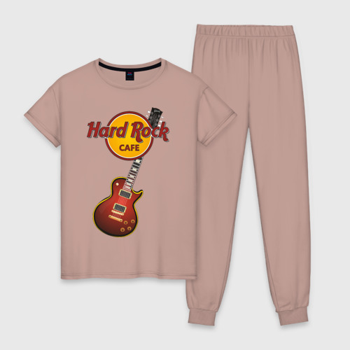 Женская пижама хлопок с принтом Hard Rock cafe, вид спереди #2