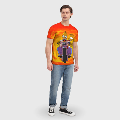 Мужская футболка 3D с принтом Симпсоны на байке, вид сбоку #3