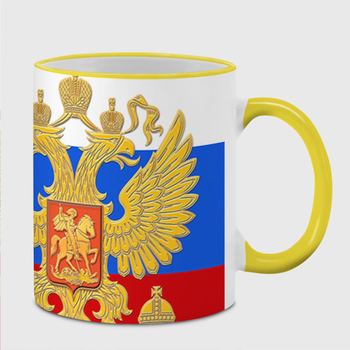 Кружка с полной запечаткой с принтом Флаг и герб РФ, вид спереди #2