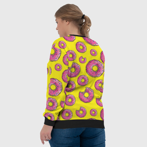 Женский свитшот 3D с принтом Пончики, вид сзади #2
