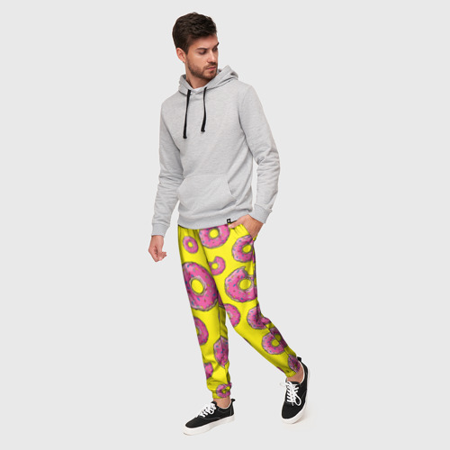 Мужские брюки 3D с принтом Пончики, фото на моделе #1