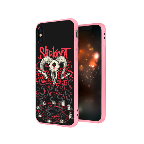 Чехол для iPhone X матовый с принтом Slipknot, вид сбоку #3