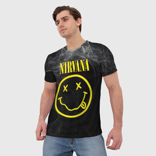 Мужская футболка 3D с принтом Nirvana, фото на моделе #1
