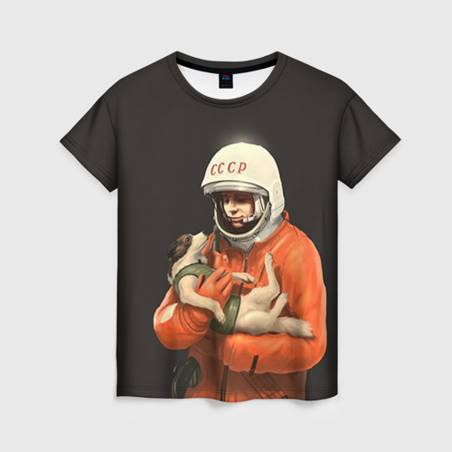 Женская футболка 3D с принтом Гагарин, вид спереди #2