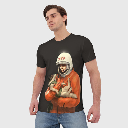 Мужская футболка 3D с принтом Гагарин, фото на моделе #1