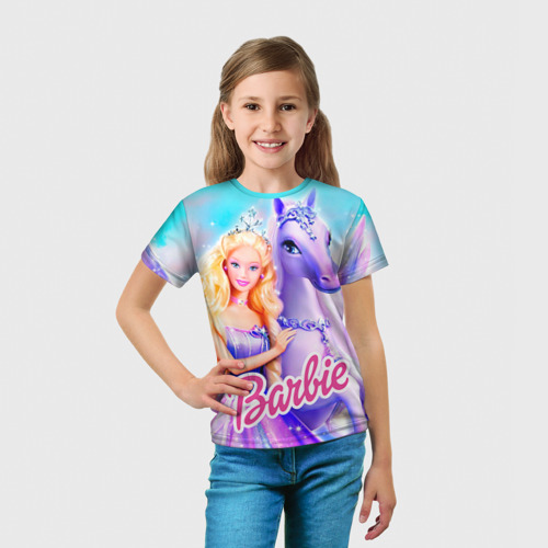 Детская футболка 3D с принтом Barbie, вид сбоку #3
