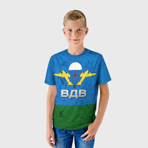 Детская футболка 3D с принтом ВДВ, фото на моделе #1