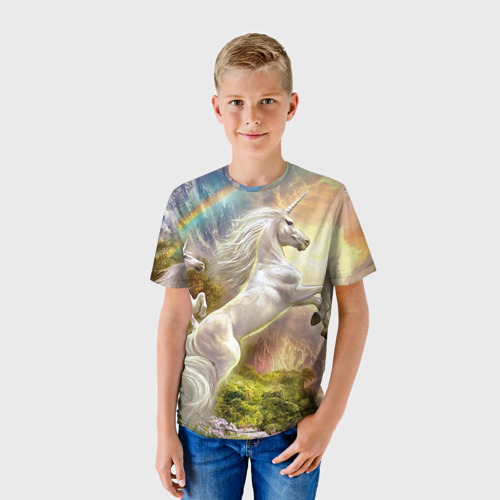 Детская футболка 3D с принтом Единороги, фото на моделе #1