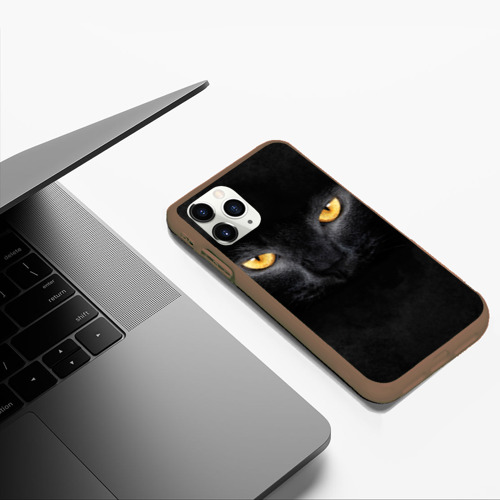 Чехол для iPhone 11 Pro Max матовый с принтом Черная кошка, фото #5