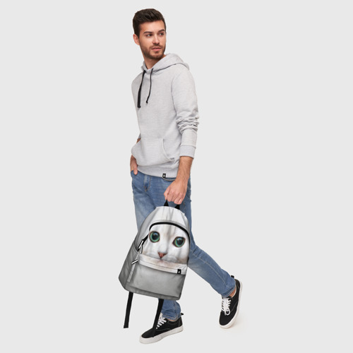 Рюкзак 3D с принтом Белый котик, фото #5