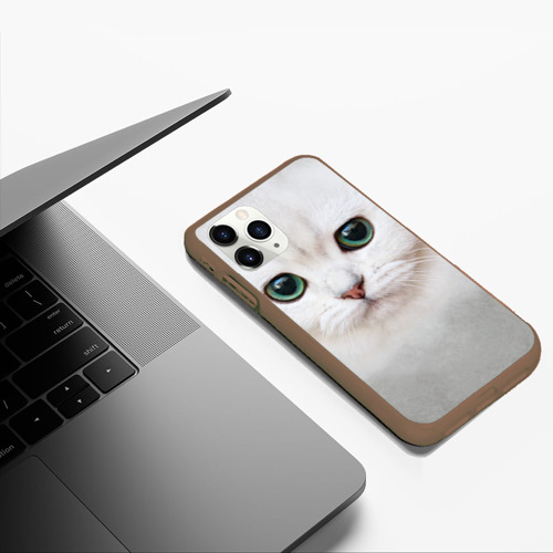 Чехол для iPhone 11 Pro Max матовый с принтом Белый котик, фото #5