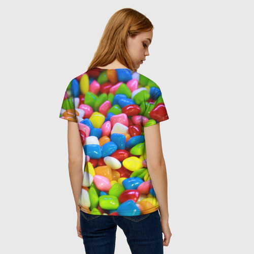 Женская футболка 3D с принтом Конфетки, вид сзади #2