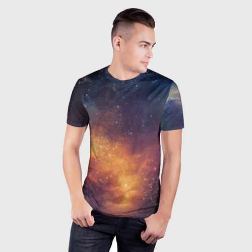 Мужская футболка 3D Slim с принтом Космос, фото на моделе #1