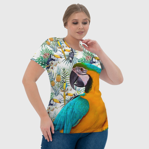 Женская футболка 3D с принтом Попугаи, фото #4