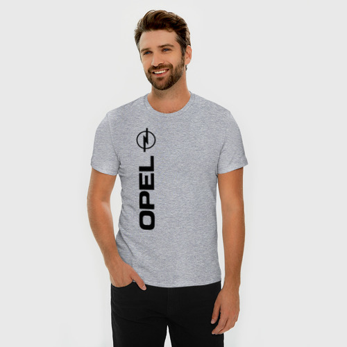 Мужская футболка хлопок Slim с принтом Opel, фото на моделе #1