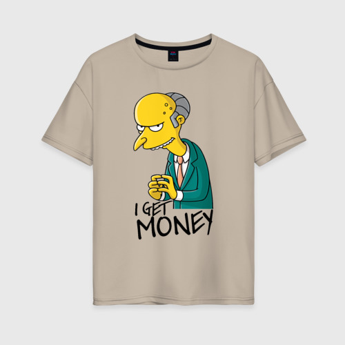 Женская футболка хлопок Oversize с принтом Mr Burns get money, вид спереди #2