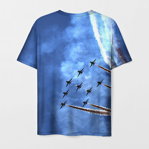 Мужская футболка 3D с принтом Самолеты в небе, вид сзади #1