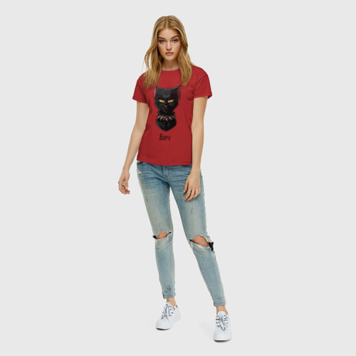 Женская футболка хлопок с принтом Бич: коты-воители, вид сбоку #3