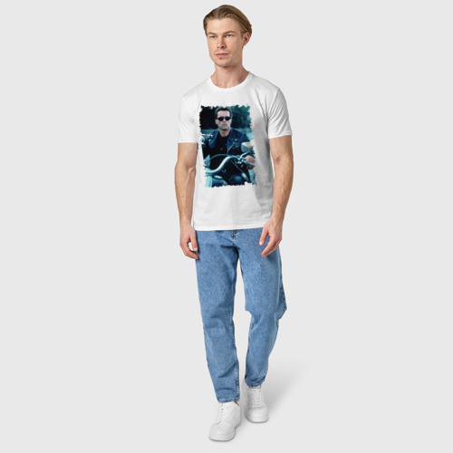 Мужская футболка хлопок с принтом Терминатор 2, вид сбоку #3