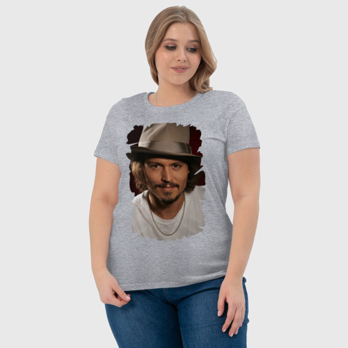 Женская футболка хлопок с принтом Джонни Депп (Johnny Depp), фото #4