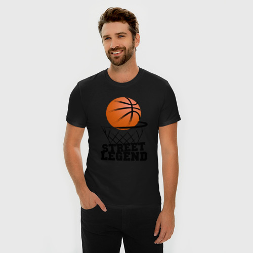 Мужская футболка хлопок Slim с принтом Баскетбол, фото на моделе #1