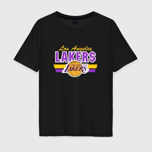 Мужская футболка хлопок Oversize с принтом Los Angeles Lakers, вид спереди #2