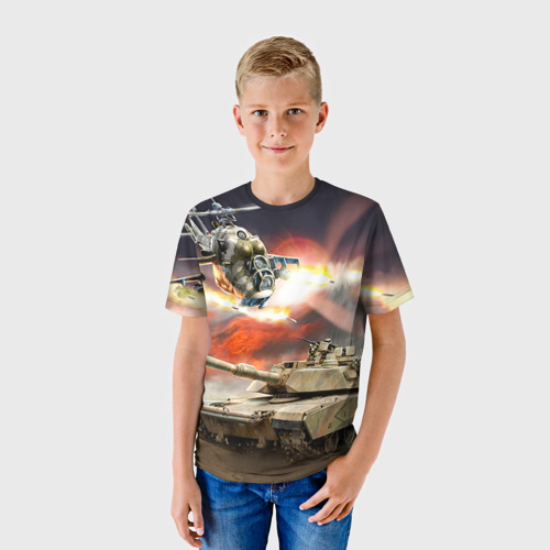 Детская футболка 3D с принтом Танк, фото на моделе #1