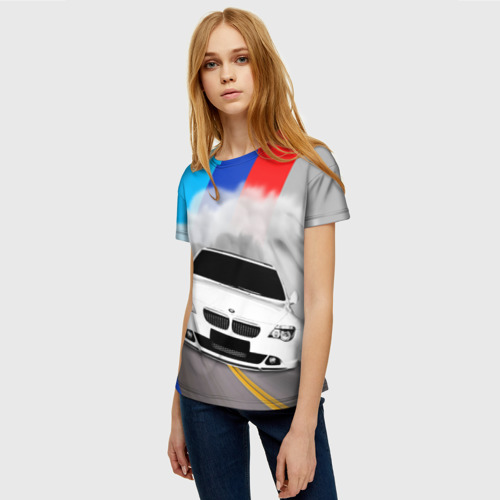 Женская футболка 3D с принтом BMW, фото на моделе #1