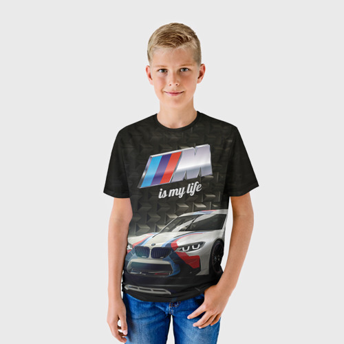 Детская футболка 3D с принтом BMW, фото на моделе #1