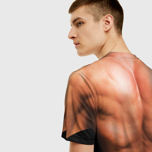 Мужская 3D футболка с принтом Идеальное тело, вид сзади #2