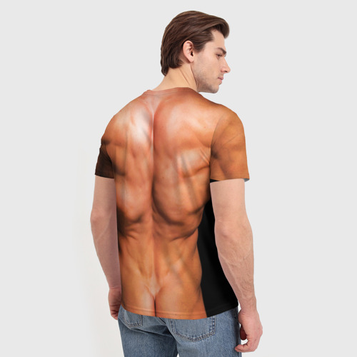 Мужская футболка 3D с принтом Идеальное тело, вид сзади #2