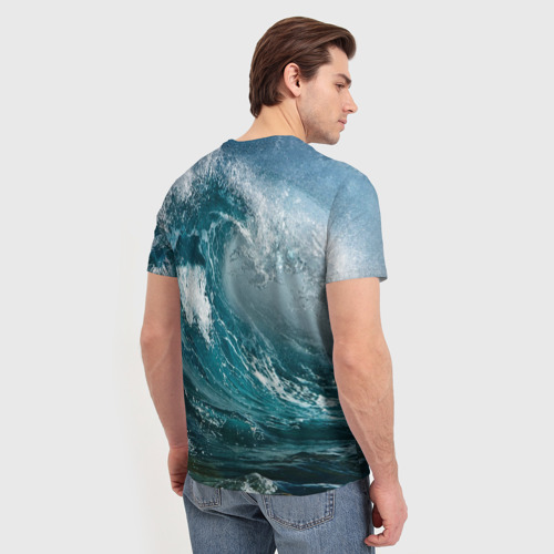 Мужская футболка 3D с принтом Волна, вид сзади #2