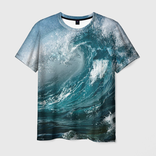Мужская футболка 3D с принтом Волна, вид спереди #2