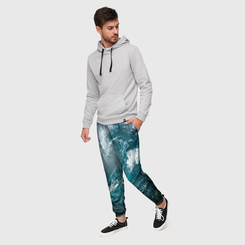 Мужские брюки 3D с принтом Волна, фото на моделе #1