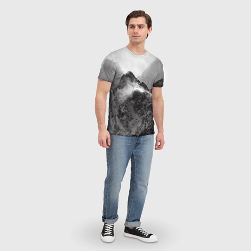 Мужская футболка 3D с принтом Горы, вид сбоку #3