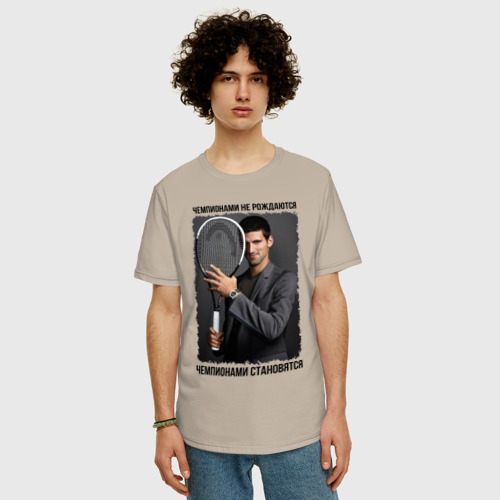 Мужская футболка хлопок Oversize с принтом Новак Джокович (Djokovic), фото на моделе #1