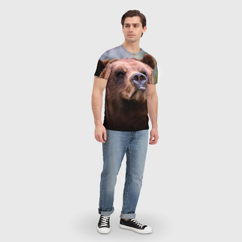 Мужская футболка 3D с принтом Медведь, вид сбоку #3