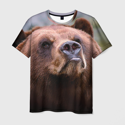 Мужская футболка 3D с принтом Медведь, вид спереди #2