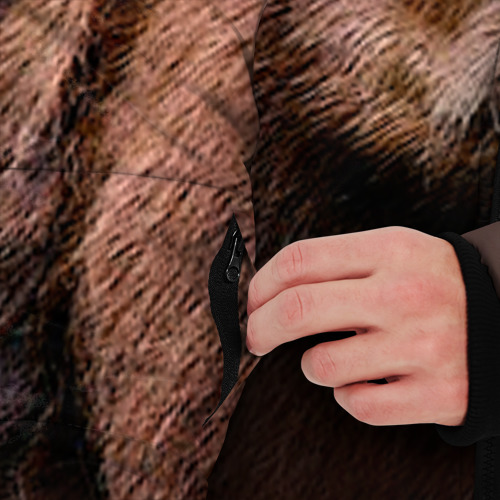 Мужская зимняя куртка 3D с принтом Медведь, вид сбоку #3