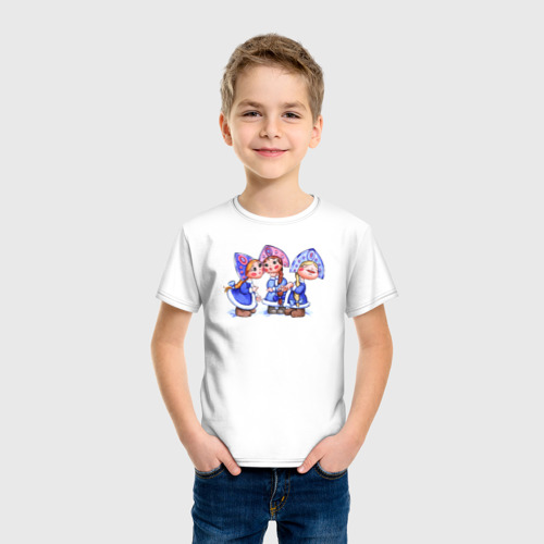 Детская футболка хлопок с принтом Снегурочки, фото на моделе #1
