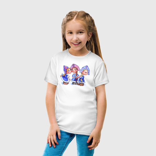 Детская футболка хлопок с принтом Снегурочки, вид сбоку #3