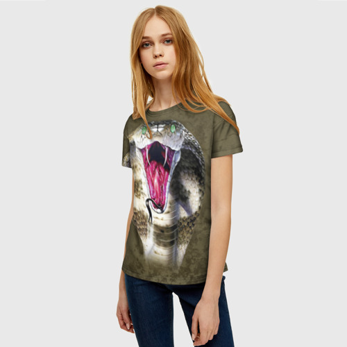 Женская футболка 3D с принтом Кобра, фото на моделе #1