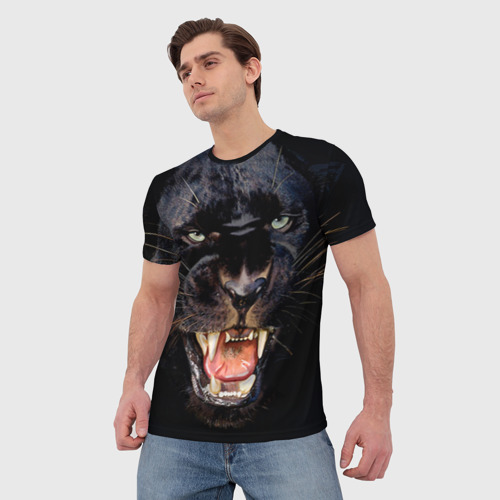 Мужская футболка 3D с принтом Пантера, фото на моделе #1