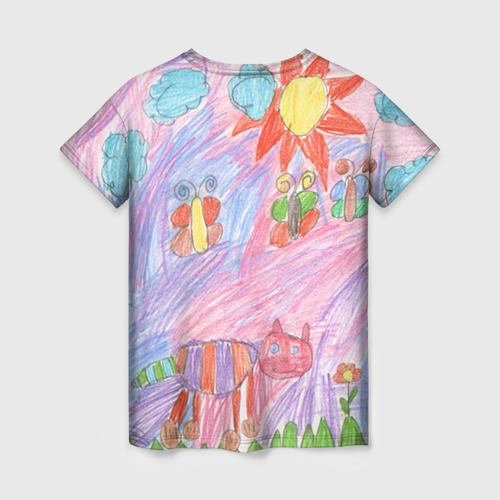 Женская футболка 3D с принтом Детские рисунки, вид сзади #1