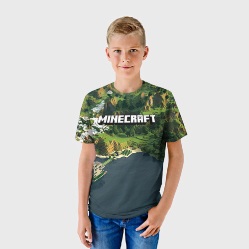 Детская 3D футболка с принтом Minecraft, фото на моделе #1