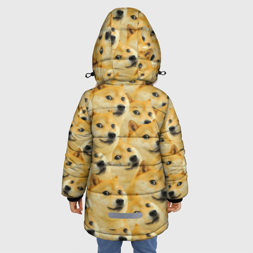 Зимняя куртка для девочек 3D с принтом Doge, вид сзади #2