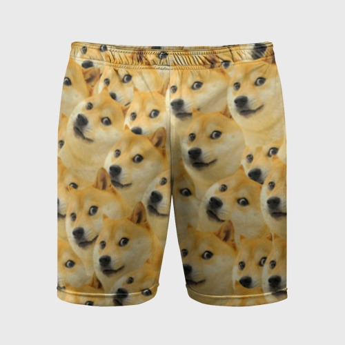 Мужские шорты спортивные с принтом Doge, вид спереди #2
