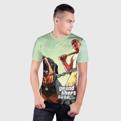 Мужская футболка 3D Slim с принтом GTA, фото на моделе #1